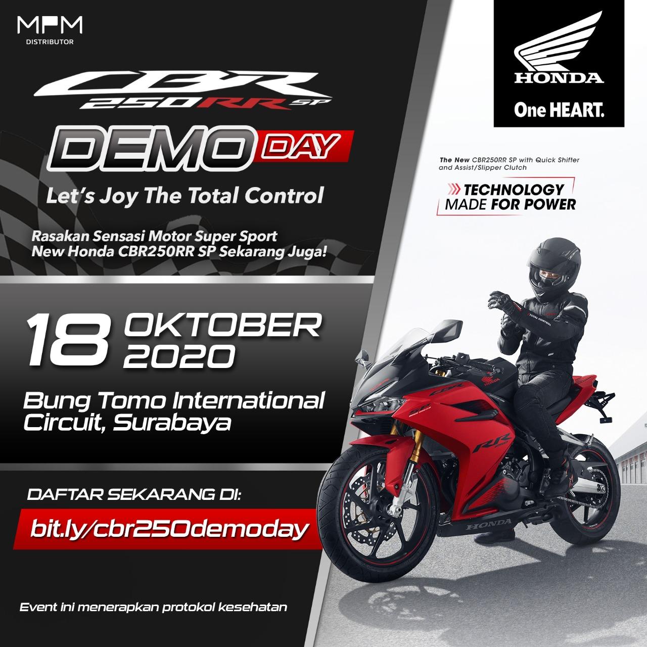 DEMODay, Rasakan Sensasi Motor Super Sport Honda CBR250RR SP di Sirkuit Bung Tomo